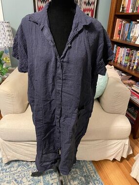 Eileen Fisher button front organic linens dress w/front pockets sz L
